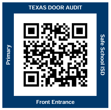 Texas Door Audit QR label for the Primary front entrance